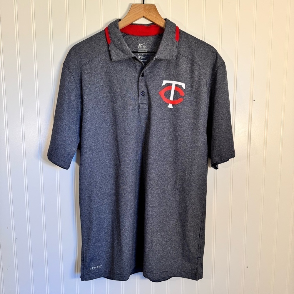 Nike Dri-fit Minnesota Twins MLB Heathered Blue Polo Shirt Mens Size Medium